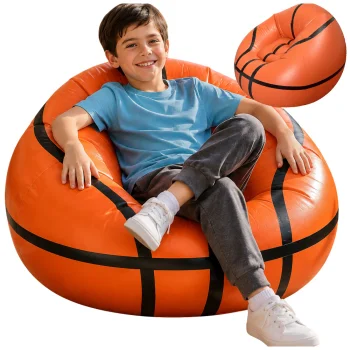 Piepūšams atpūtas krēsls Basketbola bumba, 60 x 95 cm, oranžs