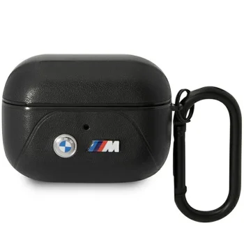 BMW Leather Curved Line vāciņš AirPods Pro austiņām Melns