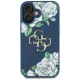 Guess Grained Roses Big 4G Logo vāciņš iPhone 16, zils