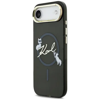 Karl Lagerfeld vāciņš iPhone Air IML Choupettes Karl Script Logo MagSafe, melns