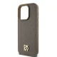 DKNY iPhone 14 Pro Max vāciņš Leather Pattern Metal Logo MagSafe, brūns