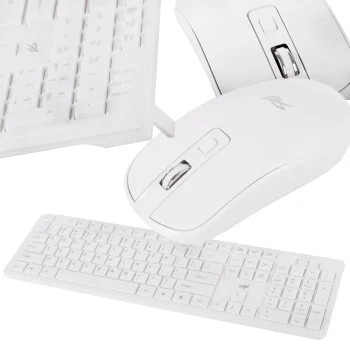 Bezvadu klaviatūra ar ciparu bloku un pele, USB, balta