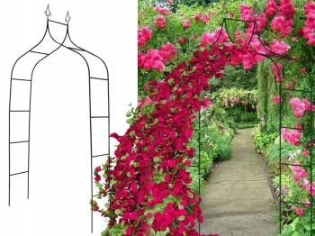 Metāla dārza pergola un augu balsts (265 cm, Tumši zaļa)
