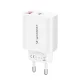 Sienas lādētājs Wozinsky WLS-20W, 20 W, USB-A un USB-C, ar 1 m USB-C kabeli, balts