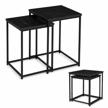 Kafijas galdiņu komplekts 2in1 ModernHome, melns marmora raksts