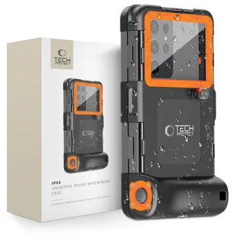 Tech-Protect IPX8 ūdensizturīgs maciņš viedtālruņiem 4.7-6.7", melns/oranžs