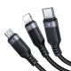 Joyroom S-A18 trīs vienā USB-A uz Lightning / USB-C / Micro USB kabelis, 0.3m, melns