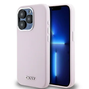 DKNY iPhone 14 Pro vāciņš Liquid Silicone Small Metal Logo MagSafe, rozā