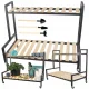 Divlīmeņu plaukts uz riteņiem terasei, dārzam, mājām | Wooden Two-level Shelf on Wheels