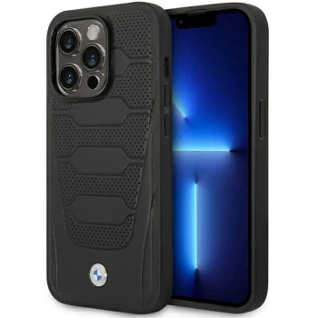 BMW Leather Seats Pattern MagSafe vāciņš iPhone 14 Pro, melns