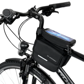 Wozinsky velosipēda rāmja soma ar tālruņa maciņu 1.5L, melna
