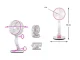 Bezvadu saliekams galda ventilators ar LED lampu, 5W, rozā