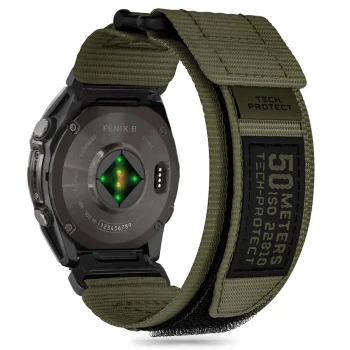 TECH-PROTECT SCOUT PRO GARMIN FENIX 5 / 6 7 8 (47 MM) E MILITĀRI ZAĻŠ | MILITARY GREEN
