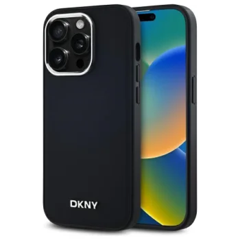 DKNY iPhone 14 Pro vāciņš Plain Silver MagSafe Logo, melns