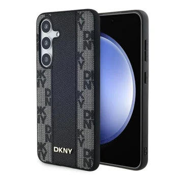 DKNY Samsung Galaxy S24 vāciņš Leather Checkered Mono Pattern MagSafe, melns