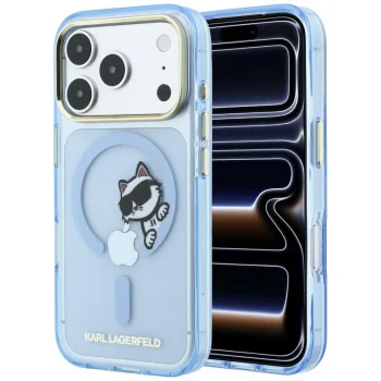 Karl Lagerfeld Peekaboo Logo MagSafe vāciņš priekš iPhone 18 Pro / 17 Pro, gaiši zils