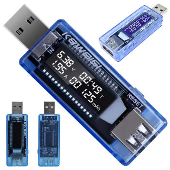 USB sprieguma un strāvas mērītājs, voltmetrs / ampērmetrs, zils