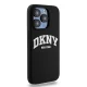 DKNY iPhone 15 Pro vāciņš Liquid Silicone White Printed Logo MagSafe, melns