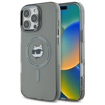 Karl Lagerfeld iPhone 16 Pro Max vāciņš IML Metal Choupette Head MagSafe, melns