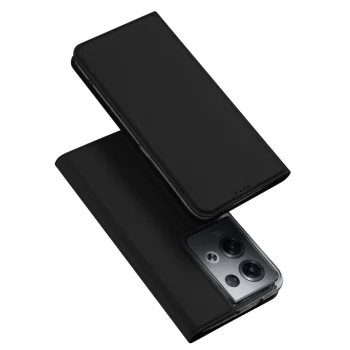 Grāmatiņas tipa vāciņš Dux Ducis Skin Pro telefonam Oppo Reno 8 Pro, ar statīva funkciju, melns