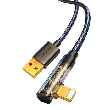 Joyroom S-UL012A6 leņķa Lightning uz USB kabelis 2.4A 1.2m melns