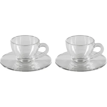 Bialetti ISTITUZIONALE espresso tasīšu komplekts ar apakštasītēm, 2 gab., stikls