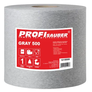 Neaustās industriālās tīrīšanas salvetes rullī ProfiSauber GRAY 500, 500 gab., pelēkas