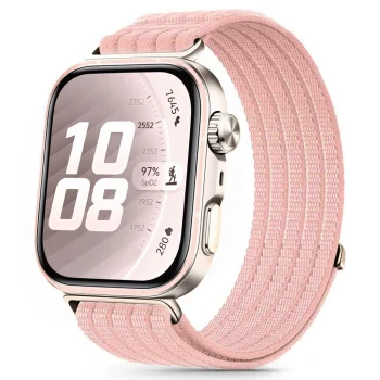 Tech-Protect Nylon pulksteņa siksniņa priekš Huawei Watch Fit 3 / 4 / 5, Light Pink