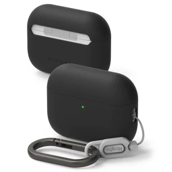 Austiņu maciņš Ringke Silicone priekš AirPods Pro 3 ar karabīni, melns
