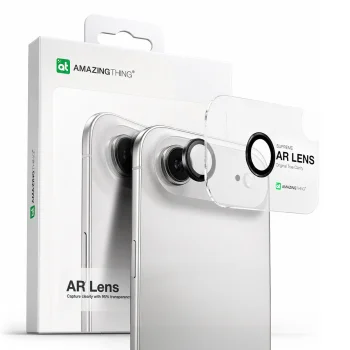 AmazingThing iPhone 17 Air kameras aizsargstikls ar melnu alumīnija rāmi
