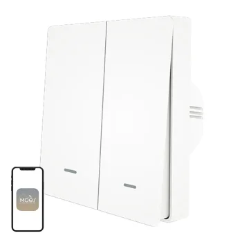 MOES ZS-B-EU2 ZigBee divkanālu viedais gaismas slēdzis ZS-B-EU2-WH-MS