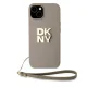 DKNY iPhone 15 Plus vāciņš Wrist Strap Stock Logo, bēšs