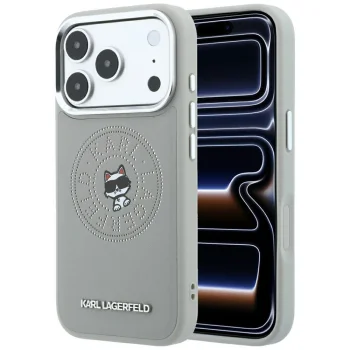 Karl Lagerfeld Point & Choupette Sketch MagSafe vāciņš iPhone 18 Pro Max / 17 Pro Max, pelēks
