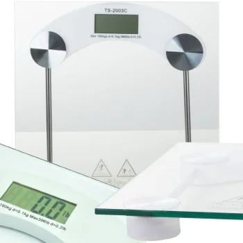 Elektroniskās vannas istabas svari līdz 180 kg ar stikla platformu un LCD, caurspīdīgi