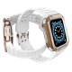Aizsargājoša siksniņa un vāciņš Apple Watch 42/44/45mm, Balta/Rozā zelts
