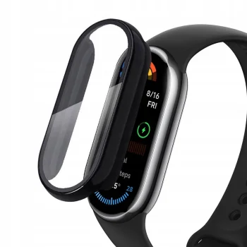 Tech-Protect Defense aizsargstikls un vāciņš Xiaomi Smart Band 10 / 10 NFC, melns