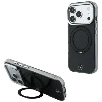 Mercedes-Benz Ring Stand Iconic Logo MagSafe vāciņš iPhone 18 Pro / 17 Pro, melns