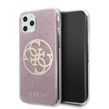 Guess 4G Circle Glitter vāciņš Apple iPhone 11 Pro rozā