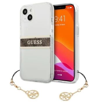 Guess iPhone 13 mini vāciņš 4G Strap Charm, caurspīdīgs