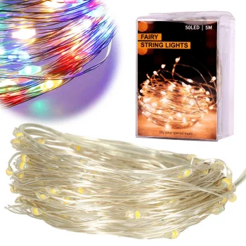 LED dekoratīvā virtene uz stieples, 5m, 50 LED, daudzkrāsaina