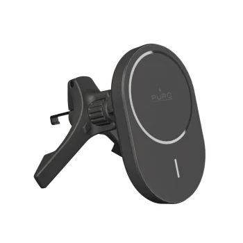 Puro auto turētājs ar 15W Qi2 bezvadu lādētāju, MagSafe saderīgs, melns