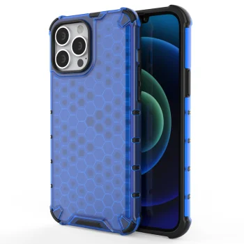 Aizsargvāciņš iPhone 13 Pro Max Honeycomb ar TPU rāmi, zils