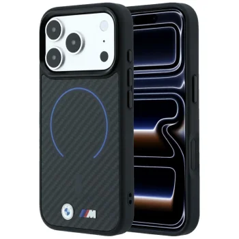 BMW M Kevlar Blue Print Ring MagSafe vāciņš priekš iPhone 18 Pro / 17 Pro, melns