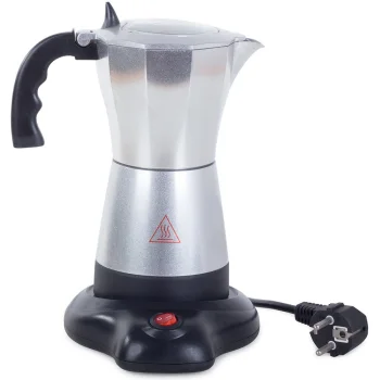 Elektriskā geizera kafijkanna, 300 ml, 6 tasītēm, 480 W, sudraba krāsā