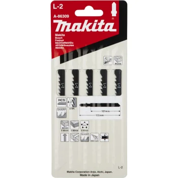 Makita figūrzāģa asmeņi L-2 A-86309 kokam un plastmasai, 5 gab.