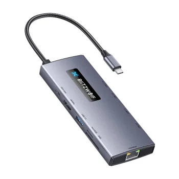 Blitzwolf BW-NEW TH8 10-in-1 USB-C Hub adapteris, Sudraba