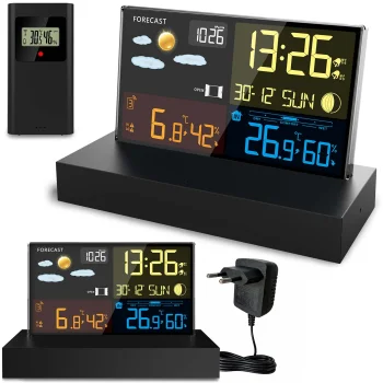 Berdsen BD-912 bezvadu meteoroloģiskā stacija ar displeju, melna