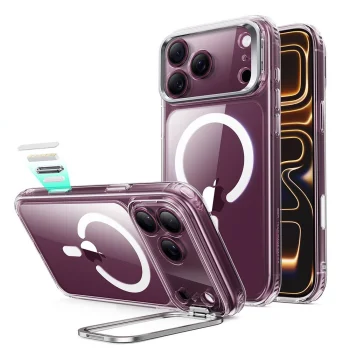 ESR Classic Hybrid vāciņš ar statīvu priekš iPhone 18 Pro Max / 17 Pro Max, MagSafe, caurspīdīgs