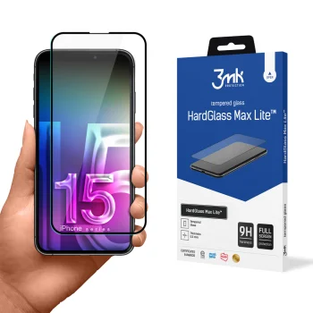 Apple iPhone 15 Pro 6.1'' Telefona Aizsargstikls uz Visu Ekrānu | 3MK HardGlass Max Lite 5D Tempered Glass Screen...