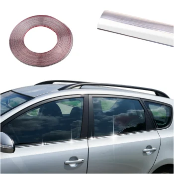 Pašlīmējošā hromētā dekoratīvā līste auto moldingam 6mm x 15m, sudraba